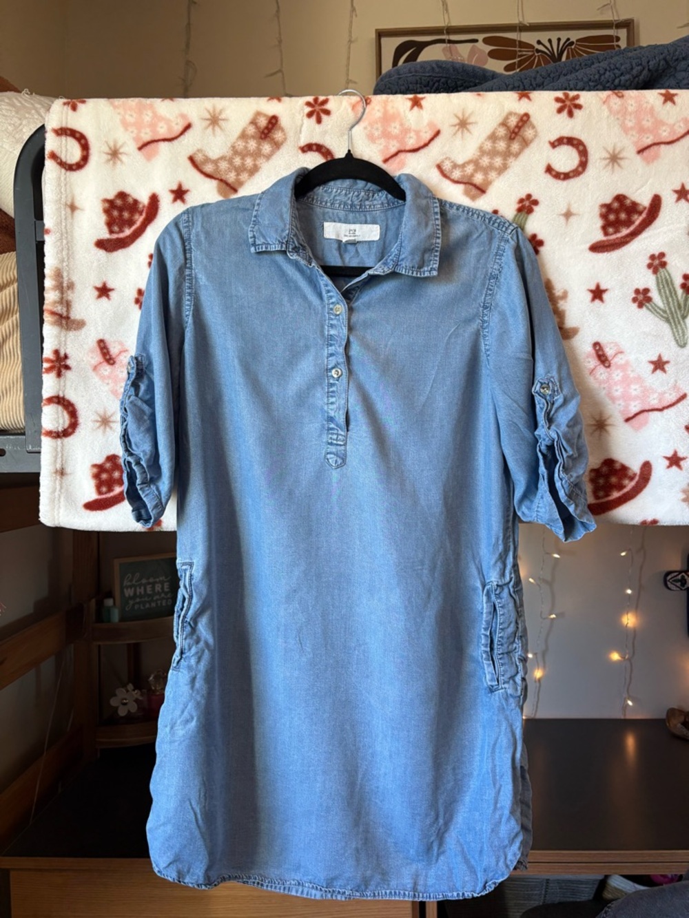 Light Blue Denim Tunic Shirt Dress
